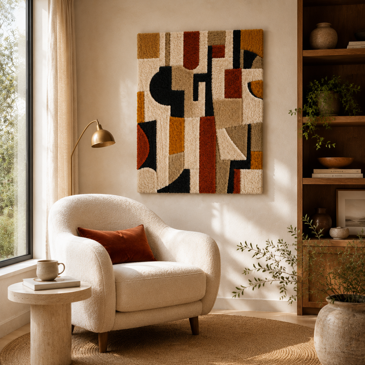 Modernist Grid wall art by Hewn Earth featuring a geometric geometric design on a neutral background.