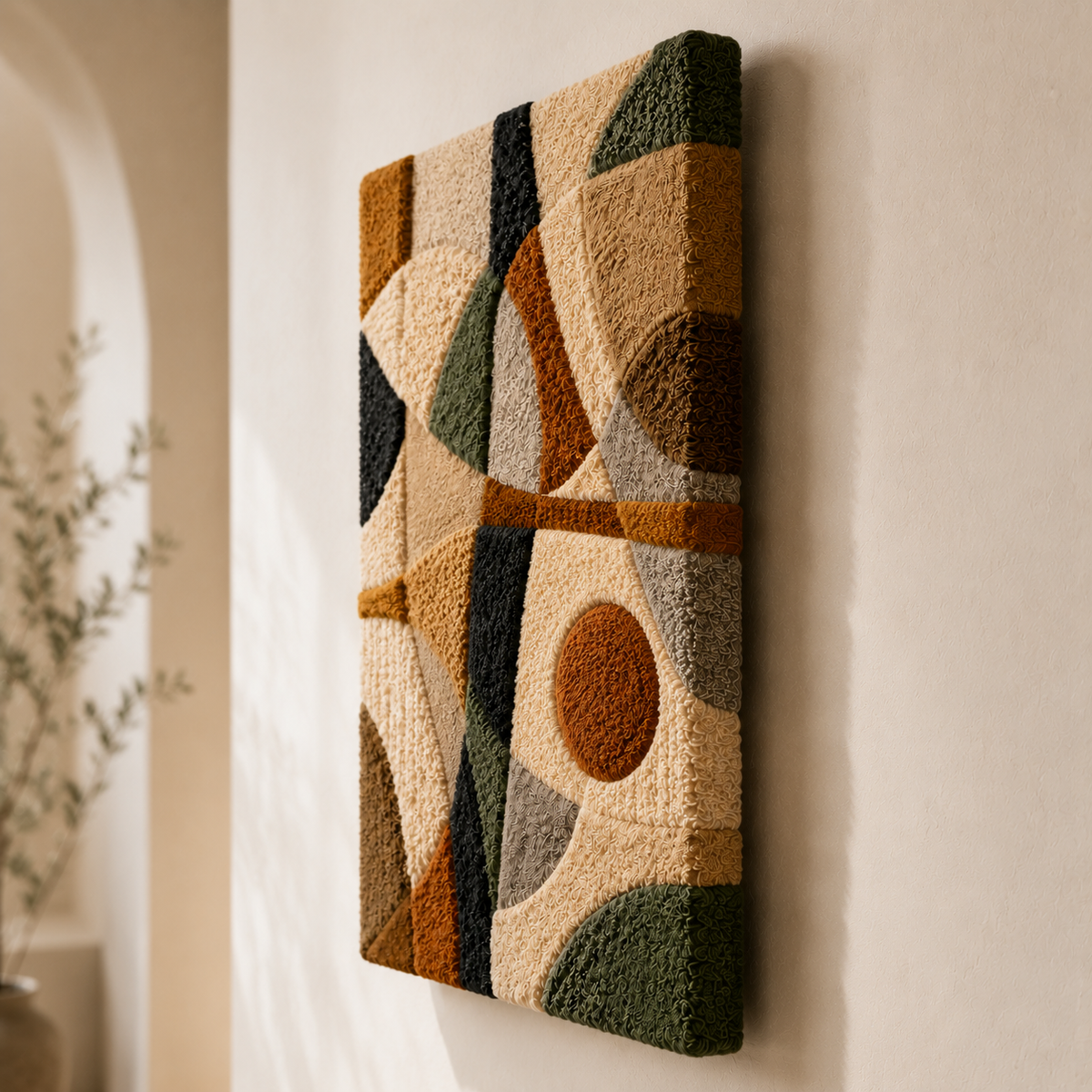 Hewn Earth Desert Geometry HE-0051 wall art featuring abstract desert landscape in warm tones, suitable for modern home decor.
