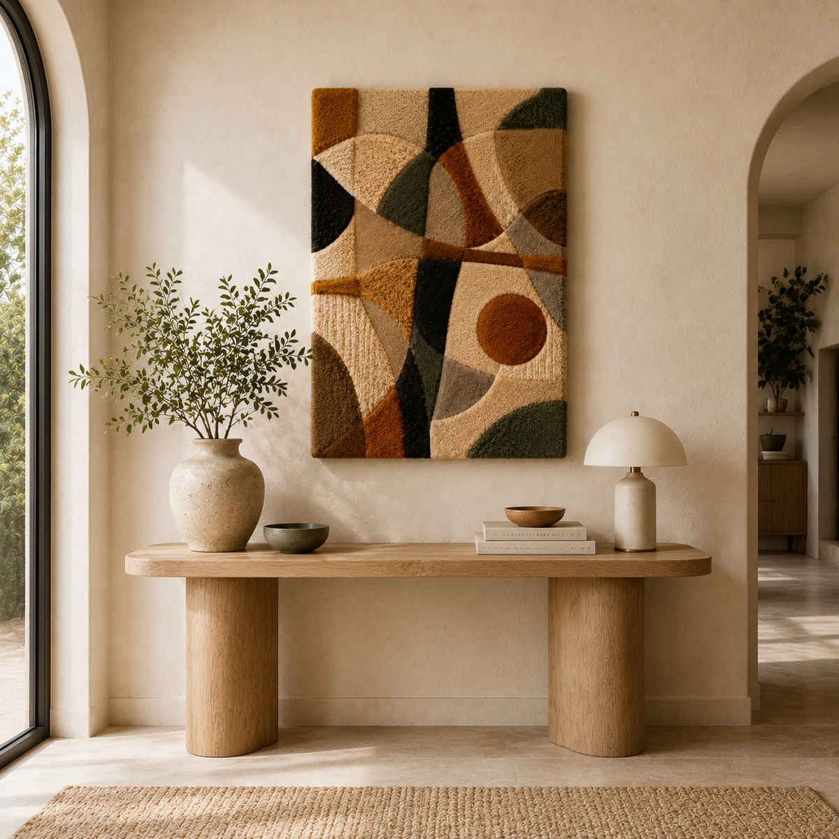 Hewn Earth Desert Geometry wall art featuring geometric desert landscape design, mounted on a neutral background.