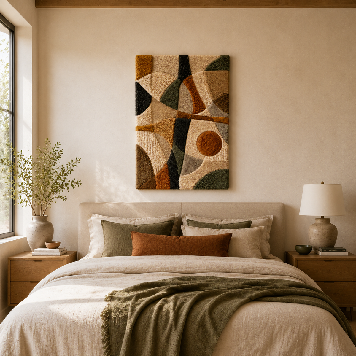 Hewn Earth Desert Geometry Wall Art HE-0051 featuring abstract desert landscape design in neutral tones.