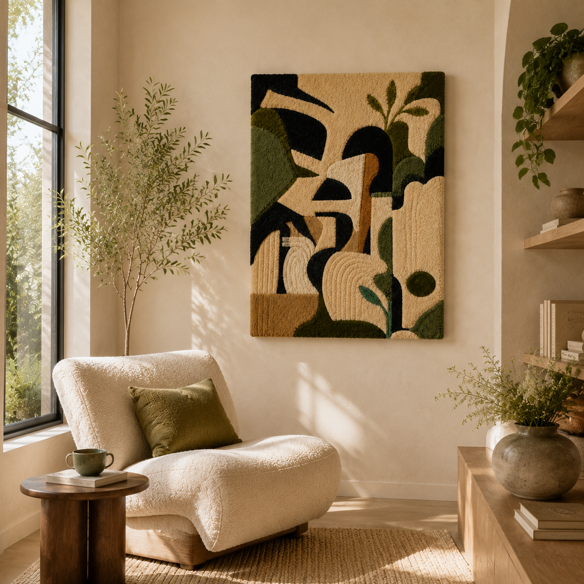 Botanical silhouette wall art by Hewn Earth featuring a minimalist plant design on a neutral background.