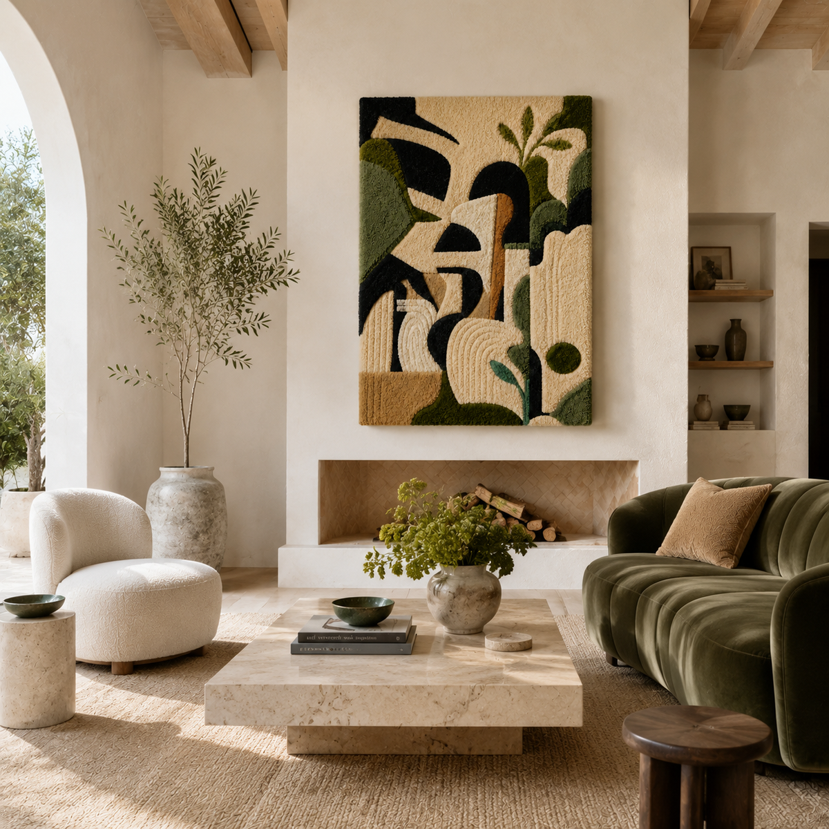 Botanical silhouette wall art by Hewn Earth, HE-0052, featuring a natural plant design on a neutral background.