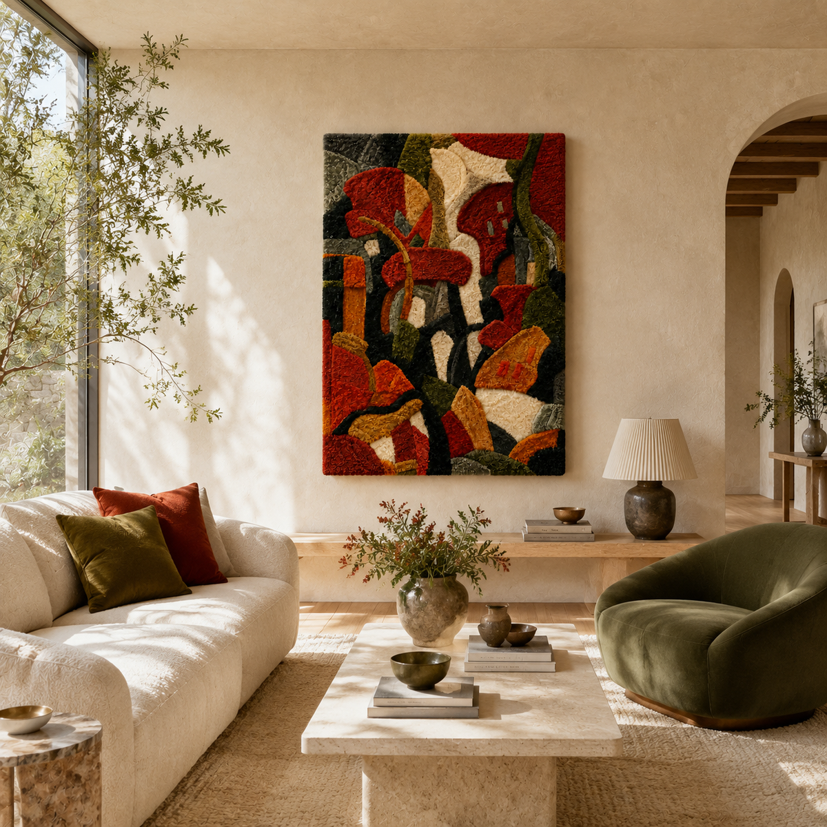 Autumn Canopy wall art by Hewn Earth, featuring a colorful forest canopy scene with warm fall colors and detailed tree silhouettes.