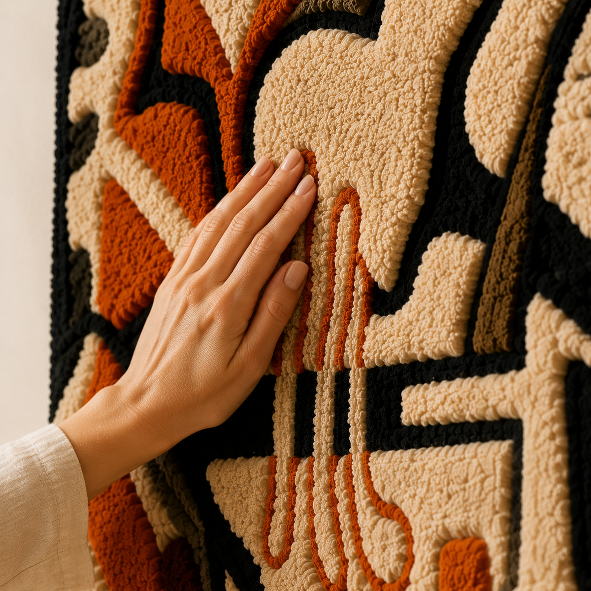 Hewn Earth Linear Botanica HE-0056 wall art featuring abstract botanical design in earthy tones on canvas.