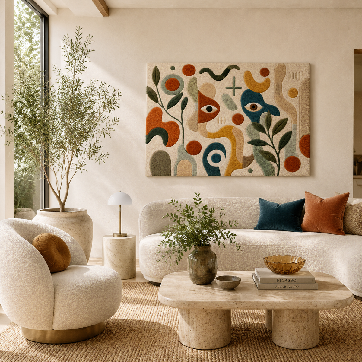Hewn Earth Garden Glyphs wall art featuring modern abstract garden-inspired design in neutral tones.