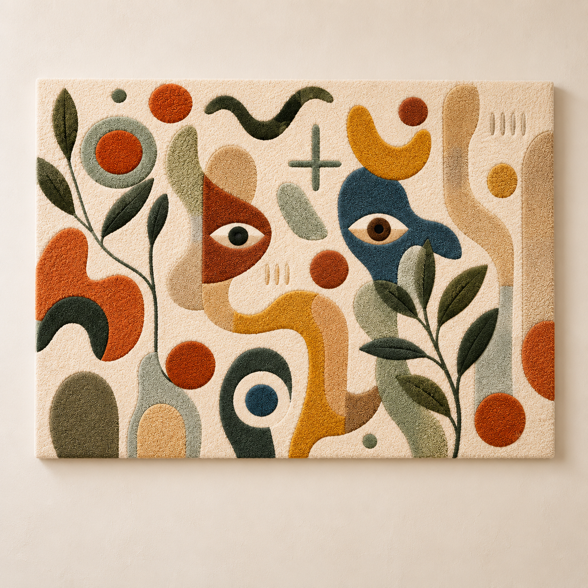 Hewn Earth Garden Glyphs wall art, HE-0057, featuring a decorative outdoor design with earthy tones and textured surface.