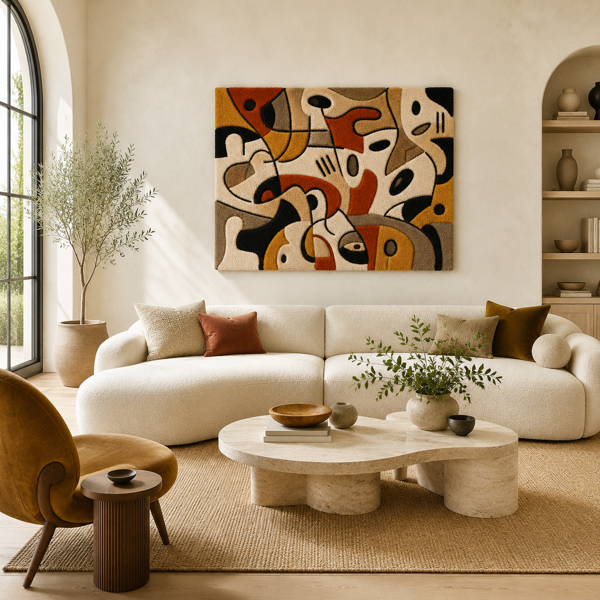 Organic Scribble wall art by Hewn Earth featuring abstract, hand-drawn black ink lines on a neutral background.