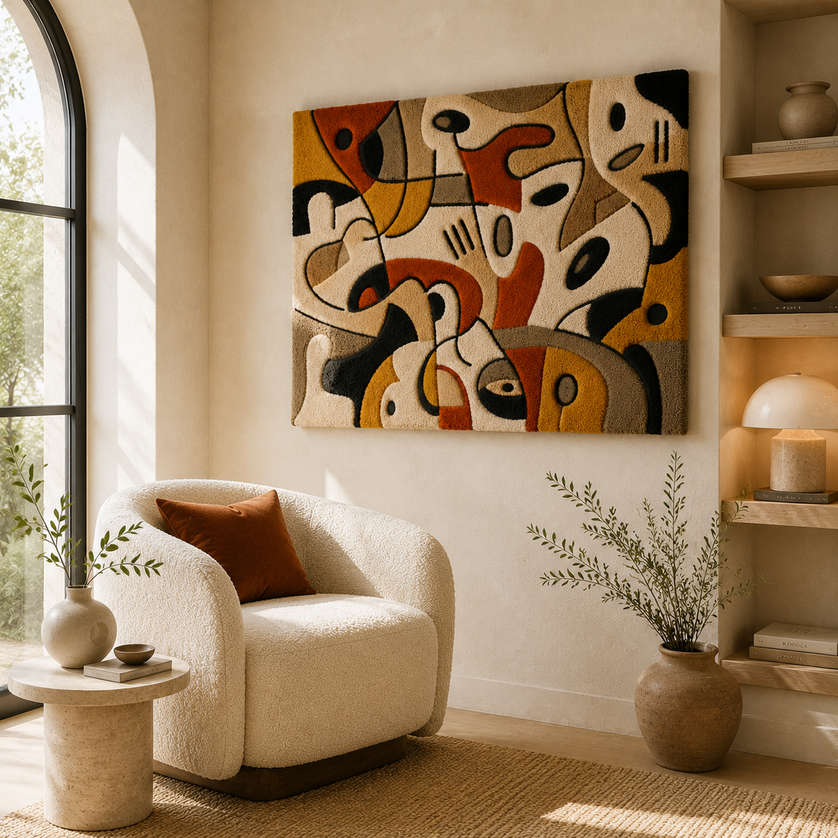 Organic Scribble wall art by Hewn Earth featuring abstract, freeform design in earthy tones for modern home decor.
