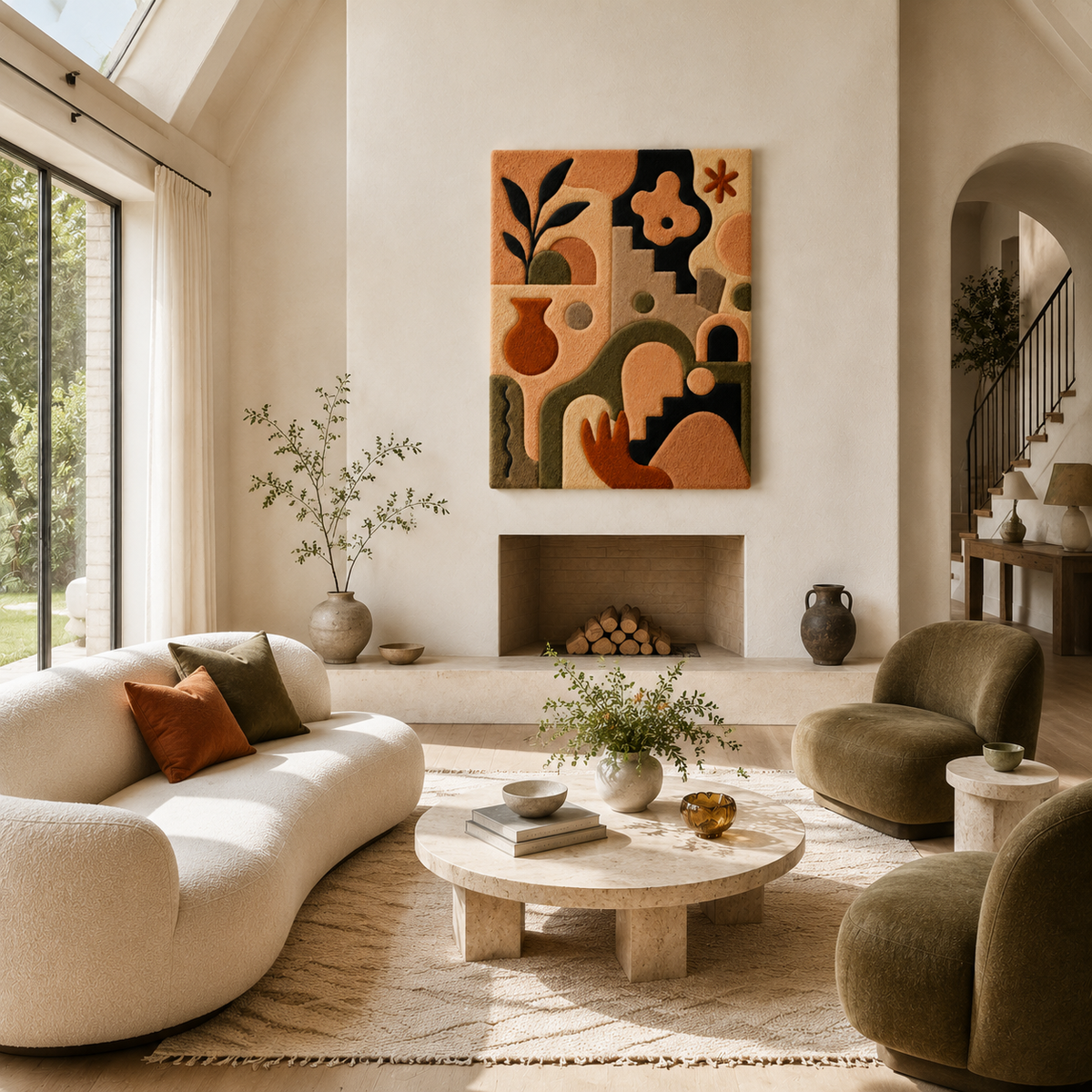 Hewn Earth Folk Garden HE-0059 wall art featuring intricate botanical design on textured background.