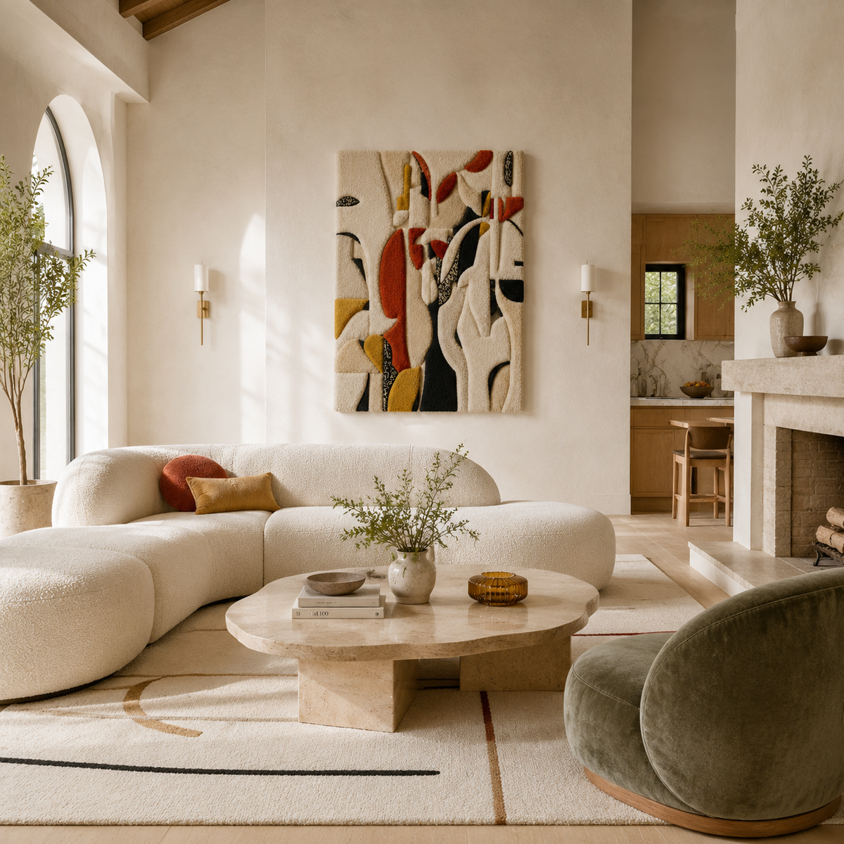 Hewn Earth Stacked Stems wall art, modern botanical design with layered wooden stems, mounted on a neutral background.
