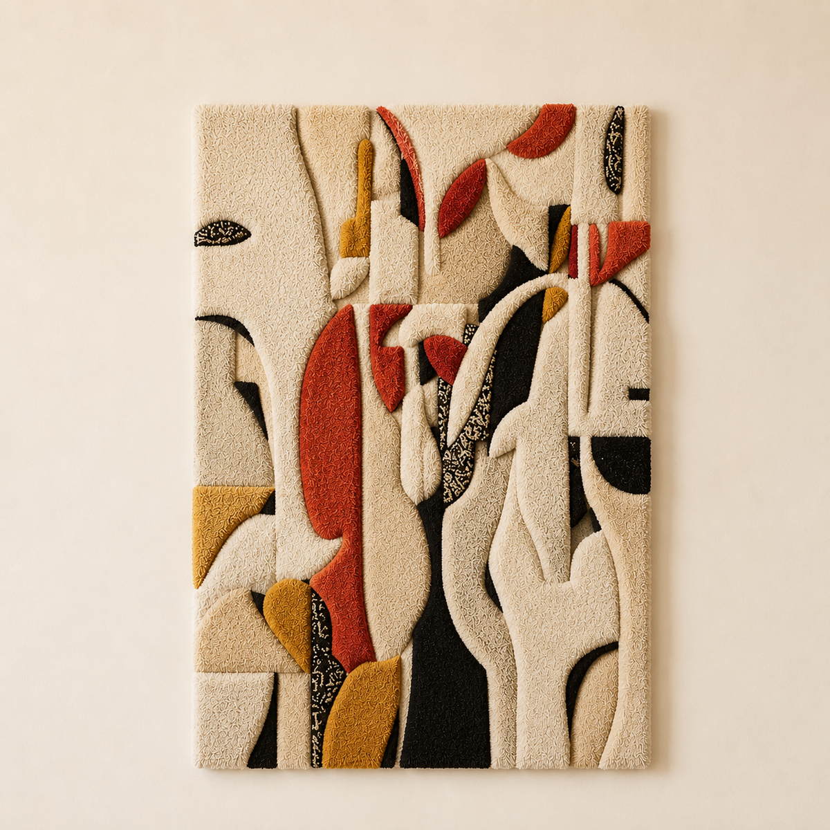 Hewn Earth Stacked Stems wall art featuring layered abstract tree stem design in neutral tones.