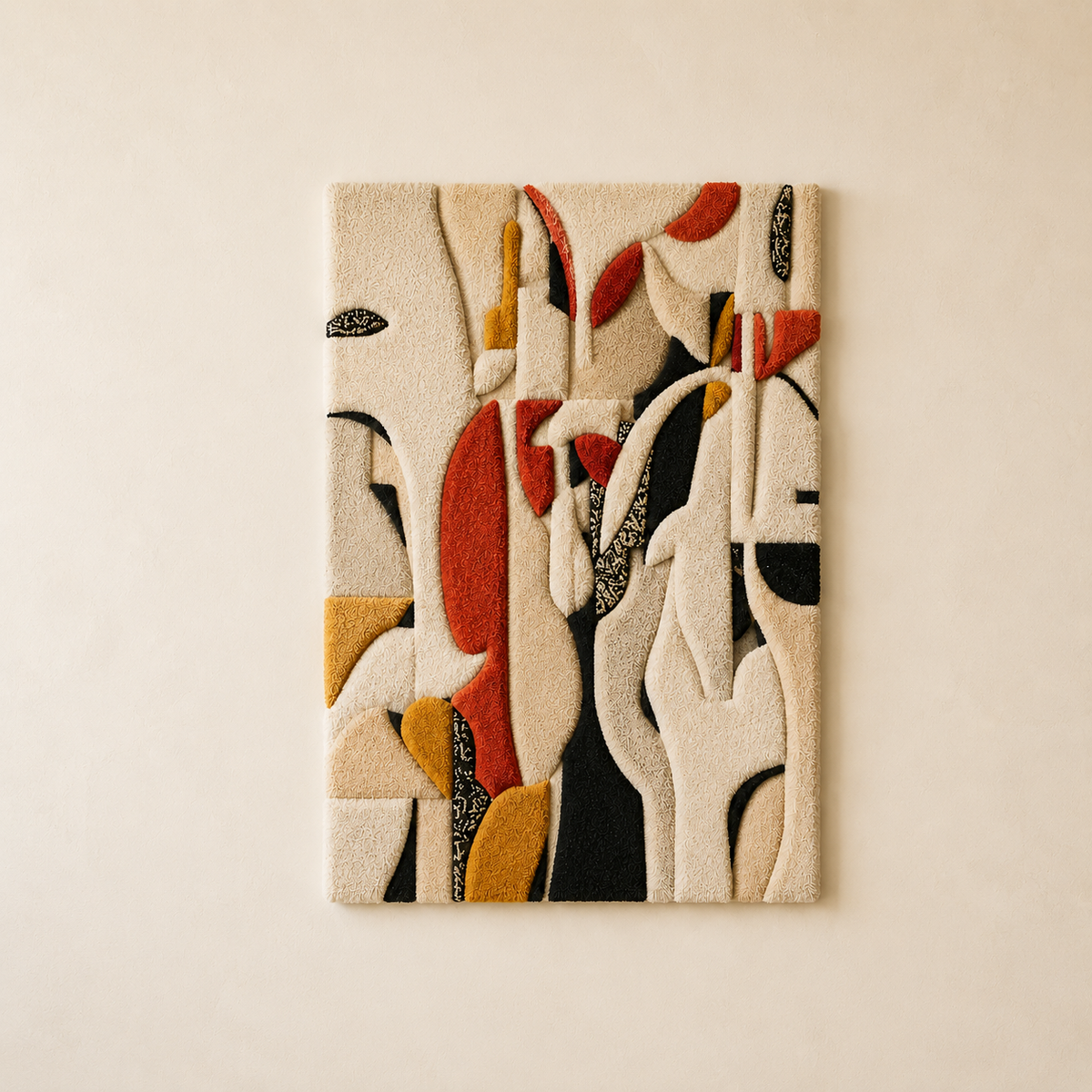 Hewn Earth Stacked Stems Wall Art featuring layered, textured botanical design on a neutral background.
