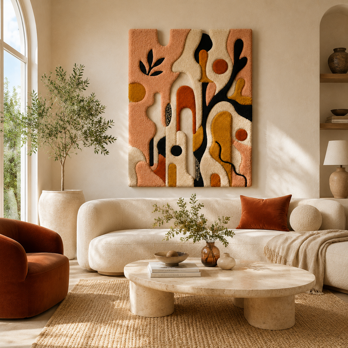 Hewn Earth Blush Garden wall art featuring a vibrant floral design on a textured background for home decor.