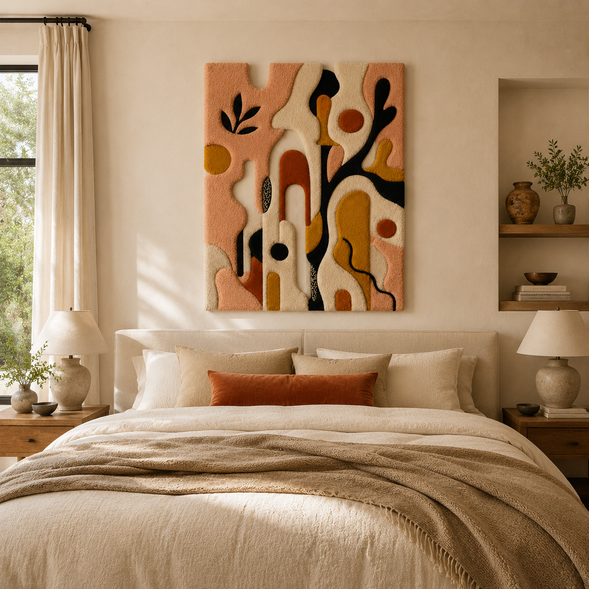 Hewn Earth Blush Garden wall art featuring floral design with pink and green tones, suitable for modern interior decor.
