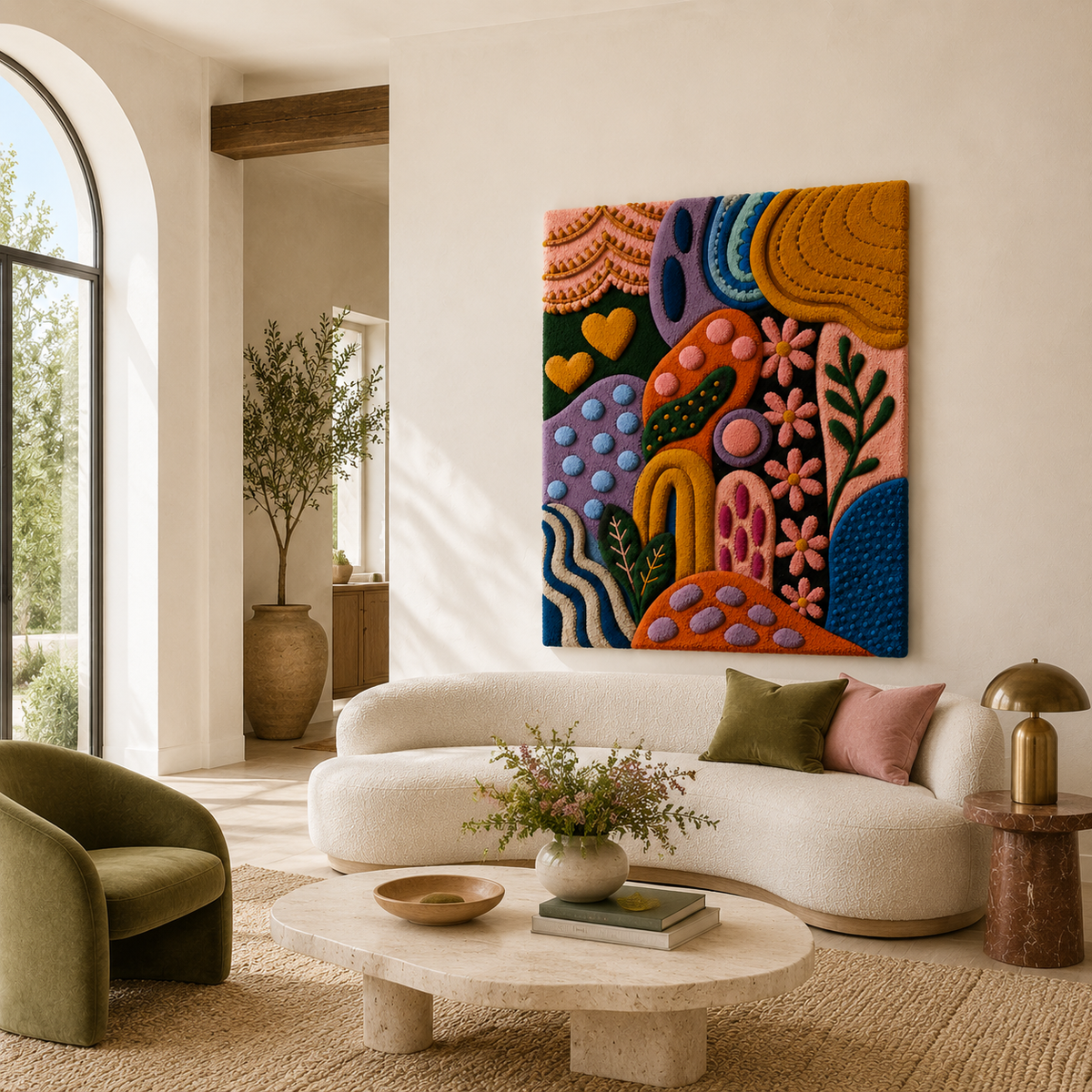 Hewn Earth Midnight Meadow HE-0063 wall art featuring a serene nature scene with lush greenery and calming tones.