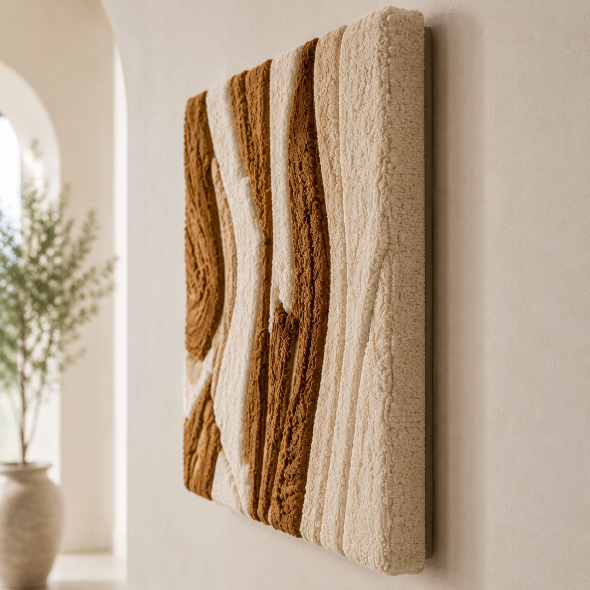 Hewn Earth Driftwood Relief wall art featuring natural driftwood pieces arranged in an abstract design for rustic decor.