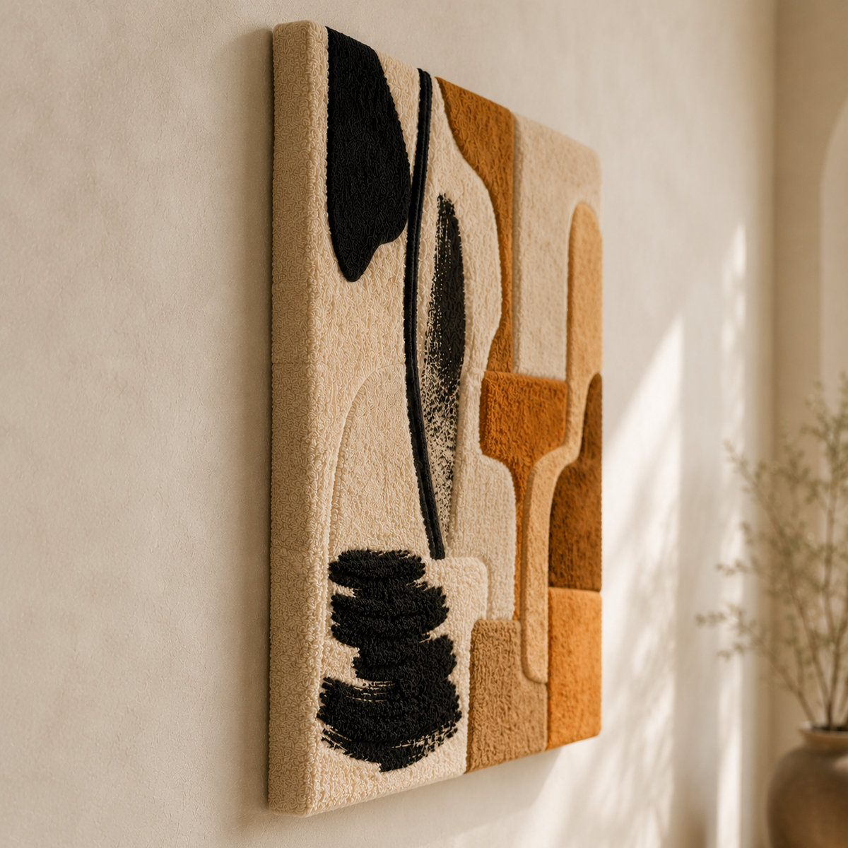 Abstract Earthbound Forms wall art by Hewn Earth featuring layered, textured earth tones and organic shapes for modern home decor.