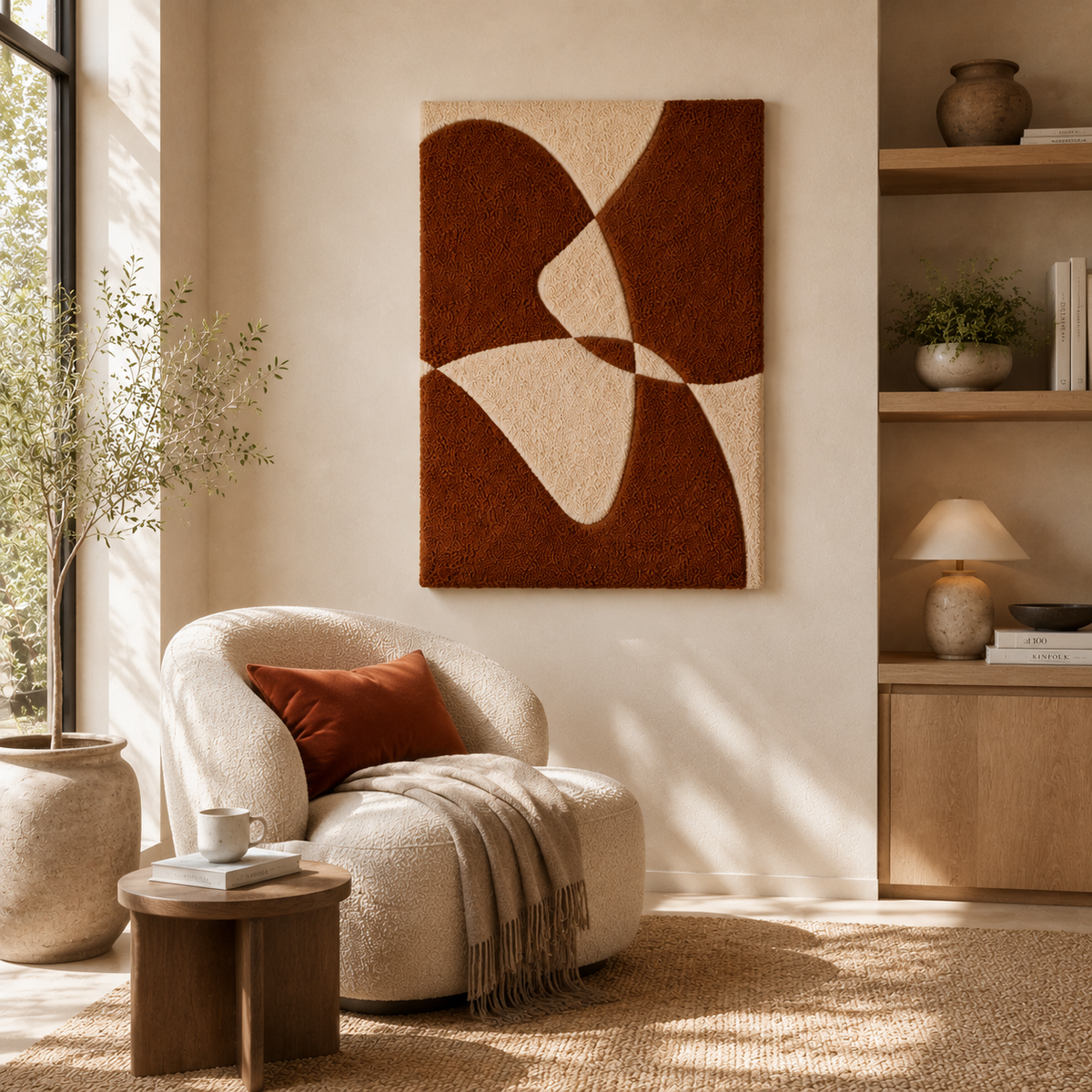 Hewn Earth terracotta pinwheel wall art featuring a vibrant, handcrafted ceramic design for decorative wall decor.