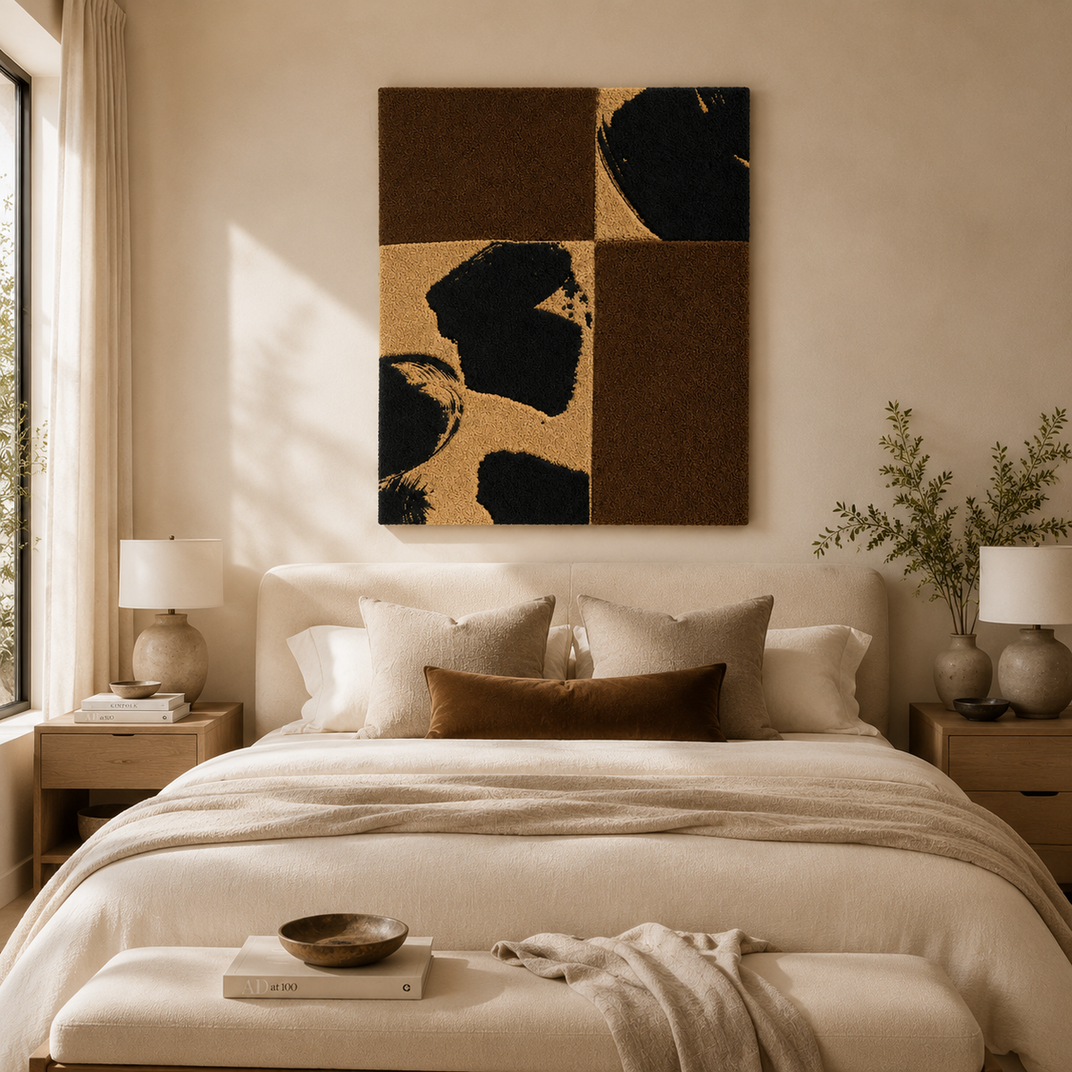 Hewn Earth Charcoal Fragments wall art displaying textured, abstract charcoal pieces on a neutral background for modern interior decor