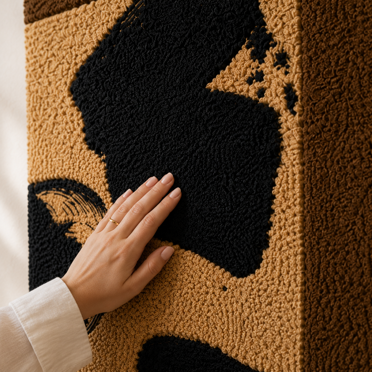 Hewn Earth Charcoal Fragments wall art featuring textured, abstract charcoal pieces on a neutral background.