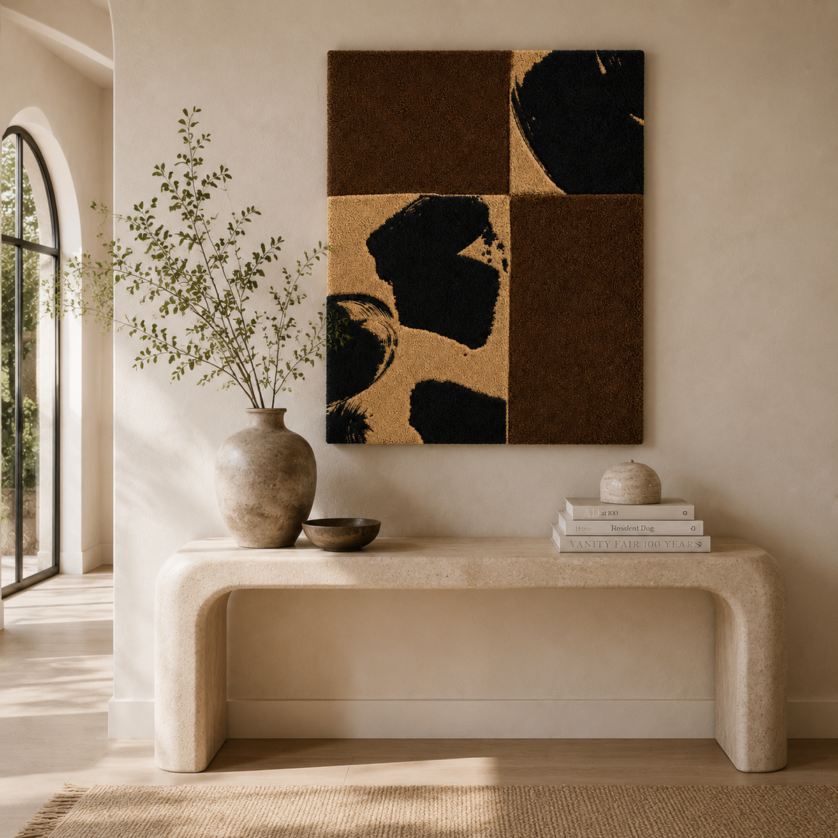 Abstract charcoal wall art by Hewn Earth featuring textured fragments, modern design, and earthy tones for contemporary home décor.