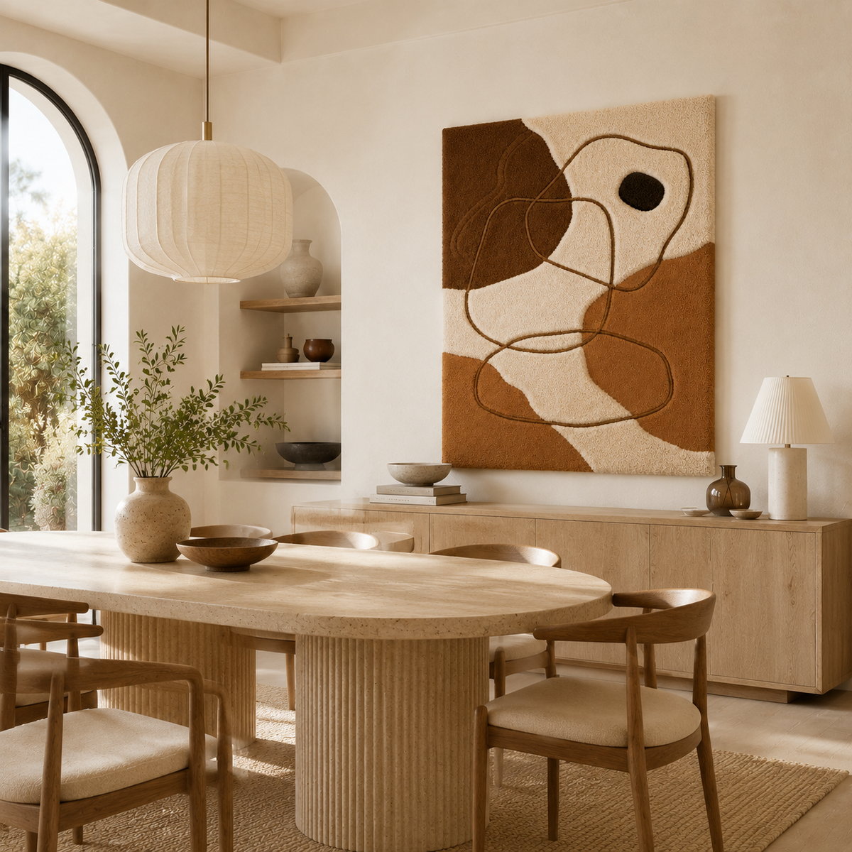 Hewn Earth Contour Lines wall art featuring abstract black and white contour designs on a canvas.