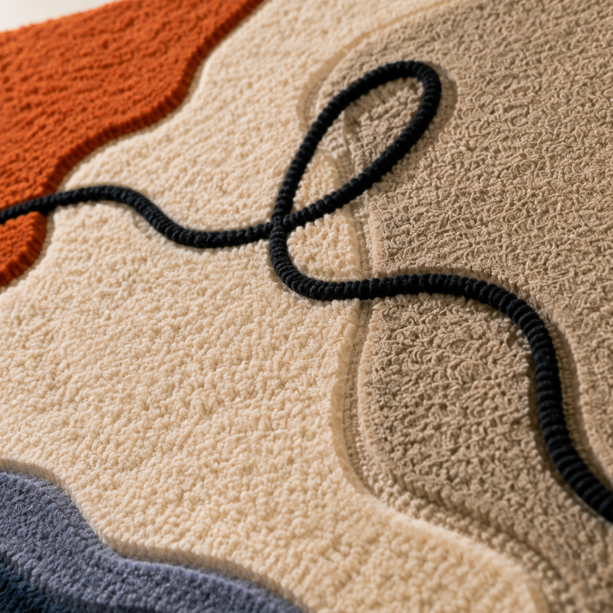 Hewn Earth Wandering Line HE-0070 wall art featuring abstract, flowing line design in neutral tones on a white background.