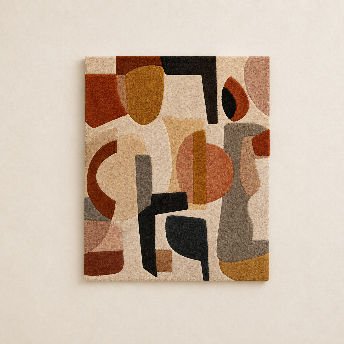 Hewn Earth Desert Composition wall art featuring earthy tones and abstract desert landscape design on canvas.