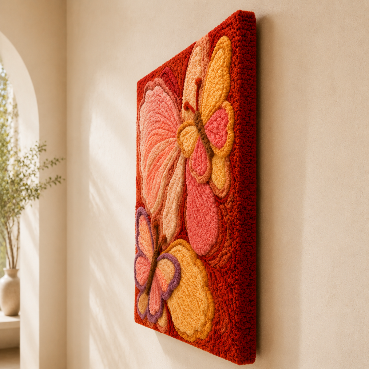Colorful butterfly garden wall art by Hewn Earth featuring vibrant butterfly illustrations on a decorative wall display.
