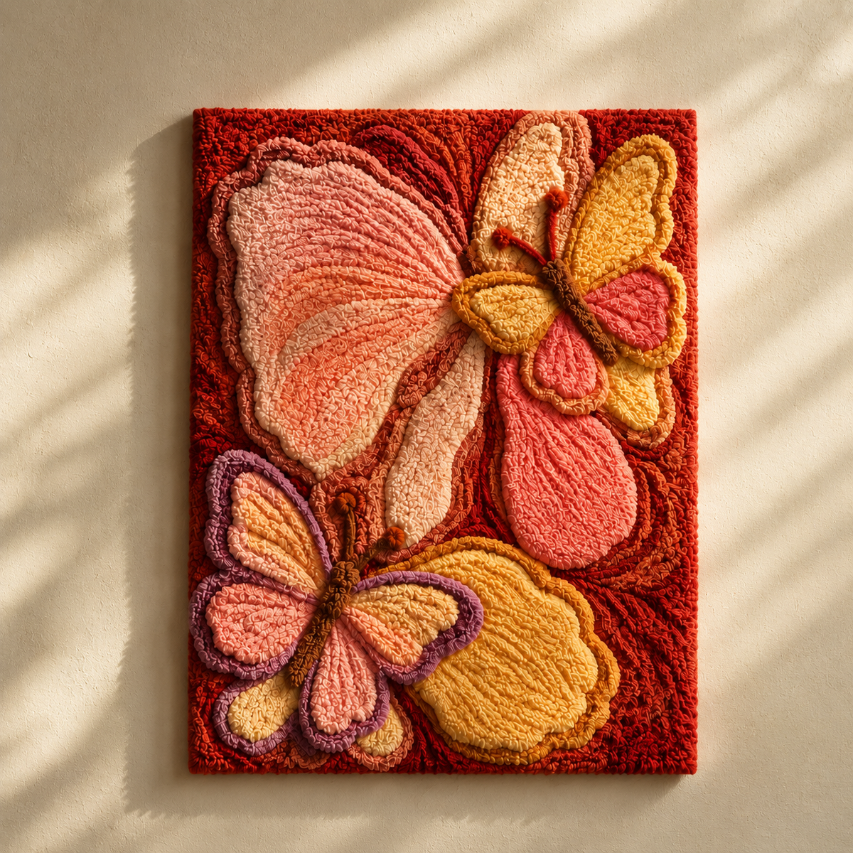 Hewn Earth Butterfly Garden wall art featuring colorful butterfly illustrations on a decorative wall hanging.