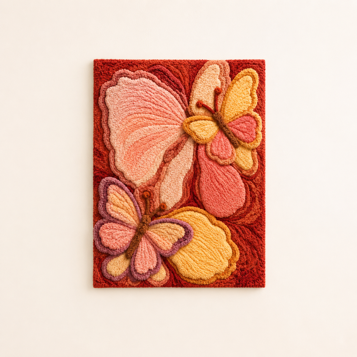 Hewn Earth Butterfly Garden wall art featuring colorful butterfly illustrations on a decorative wall hanging piece.