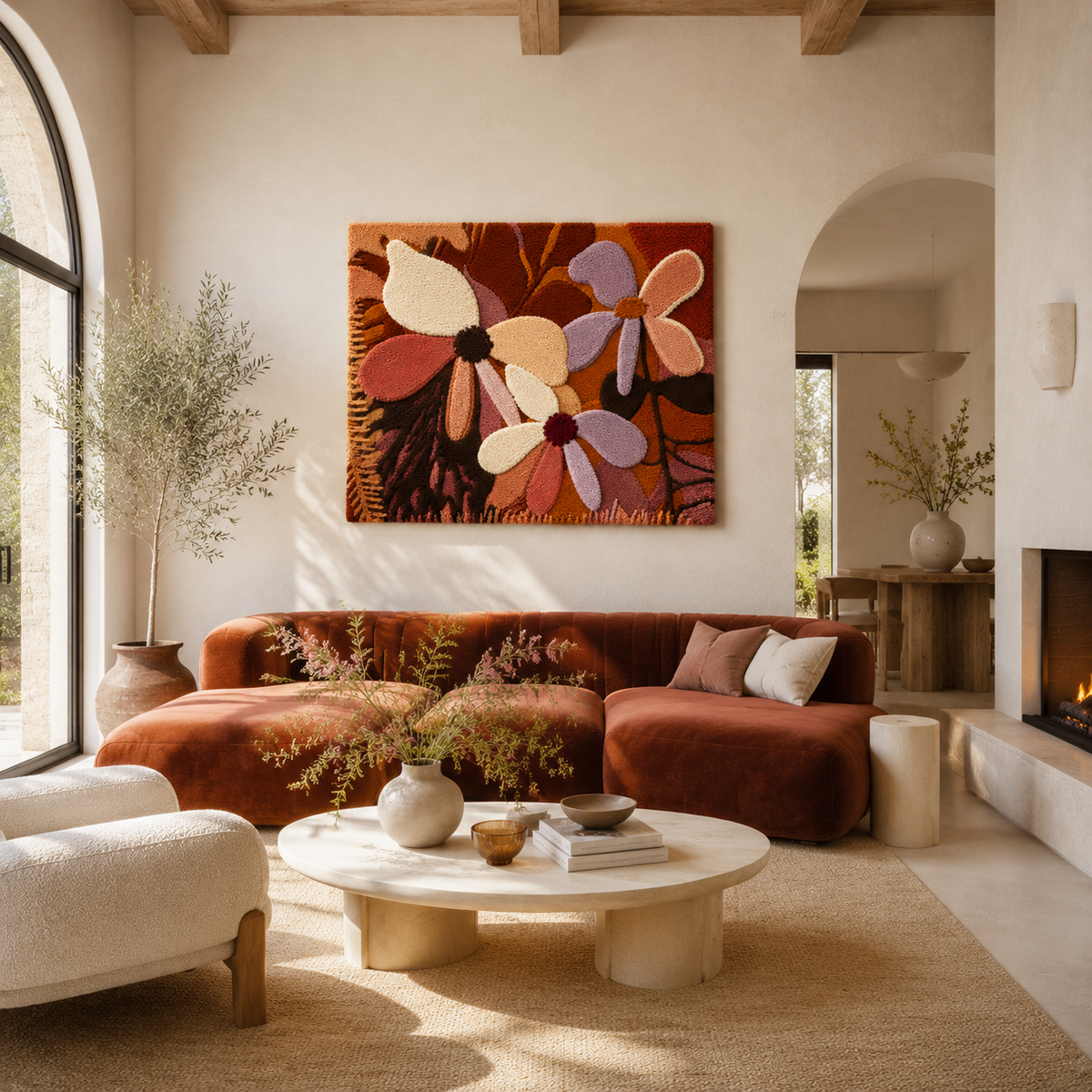 Hewn Earth Petal Study wall art featuring a detailed petal design in soft, natural tones for elegant home decor.