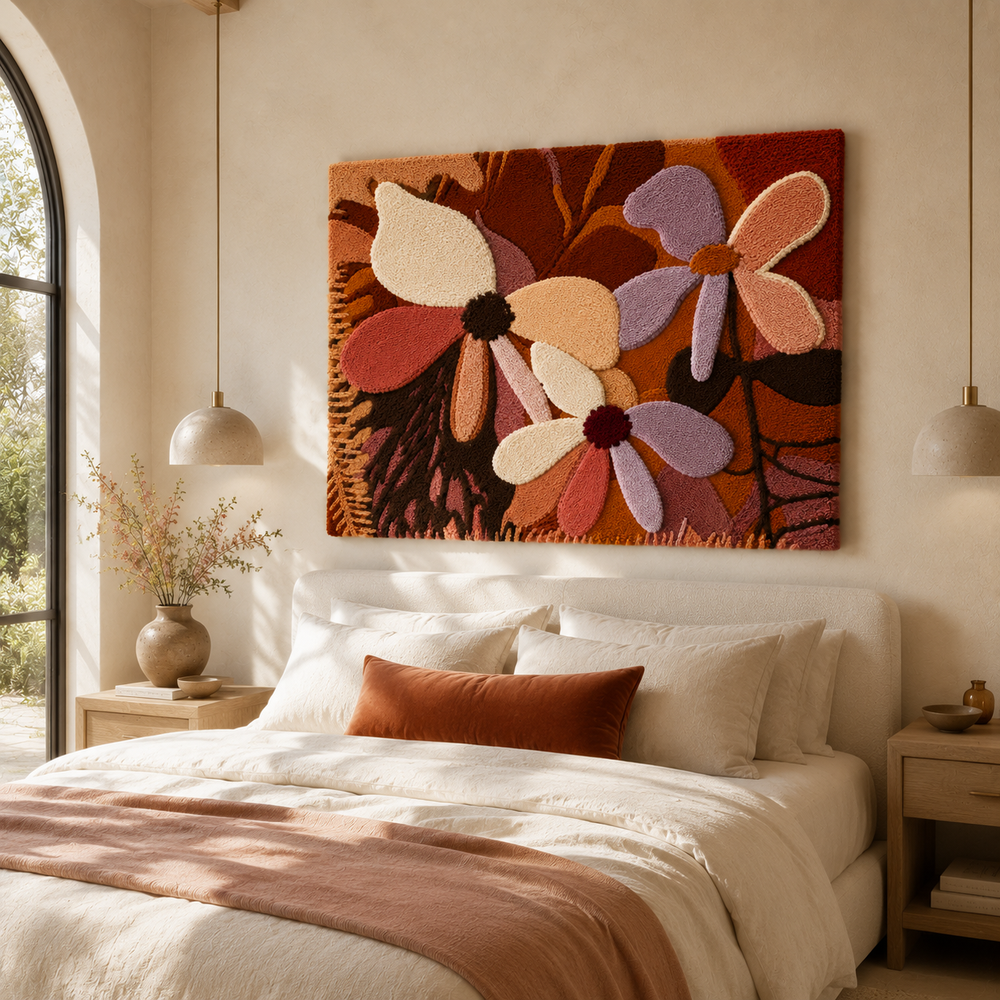 Hewn Earth Petal Study HE-0077 wall art featuring abstract petal design in soft, earthy tones on a neutral background.