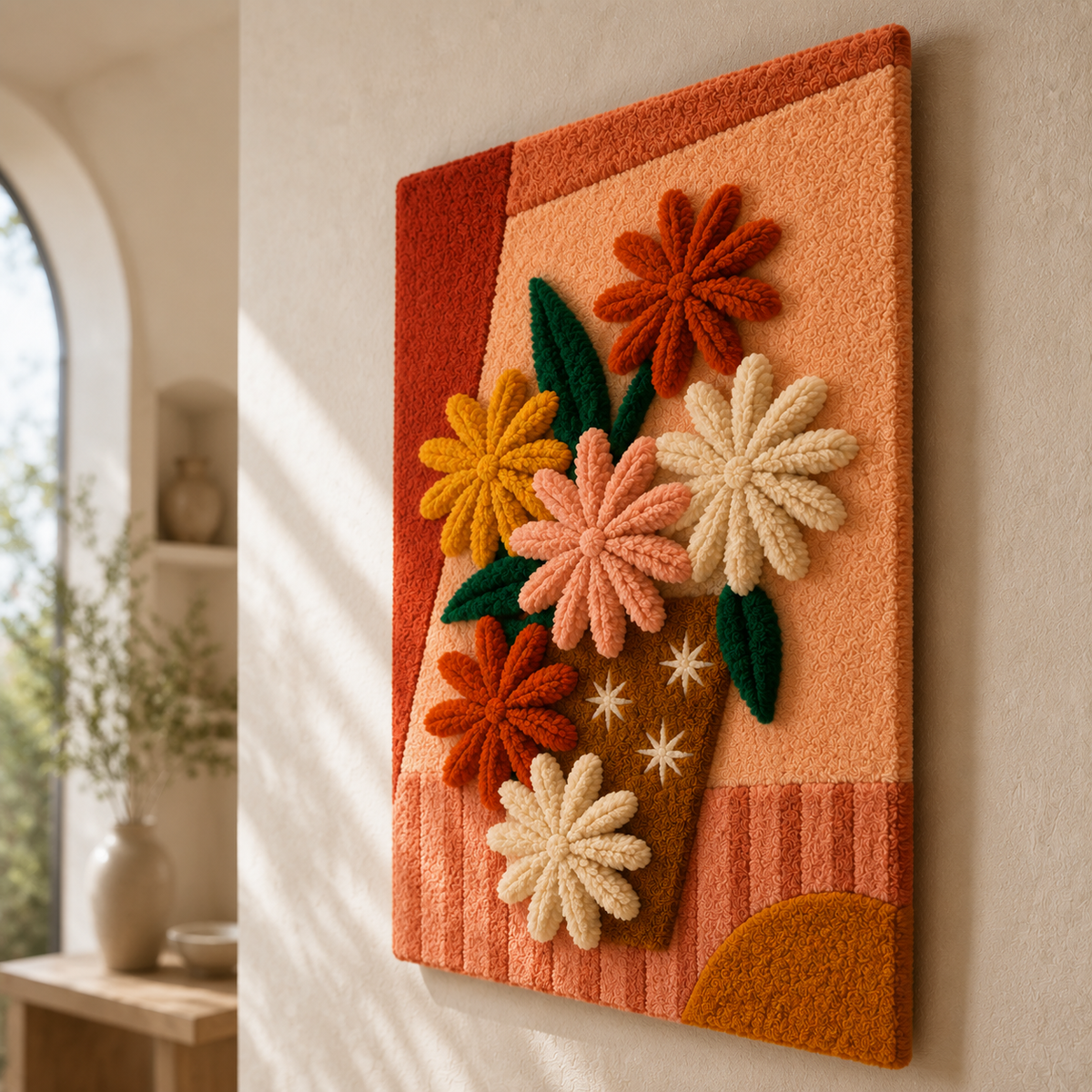 Hewn Earth floral bouquet wall art featuring vibrant and colorful watercolor flowers on a white background.