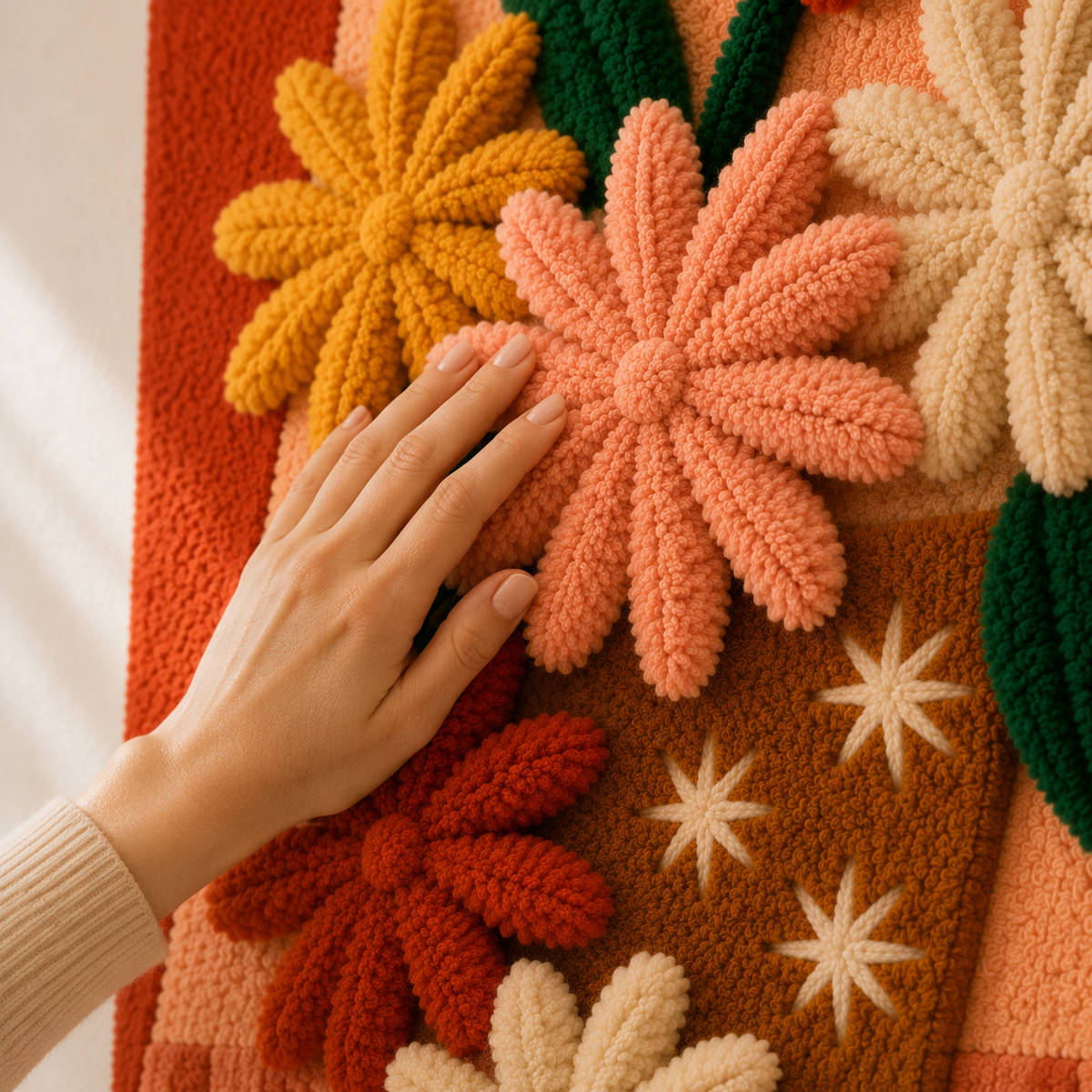 Hewn Earth floral bouquet wall art featuring vibrant, colorful flowers in a stylish display on a textured background.