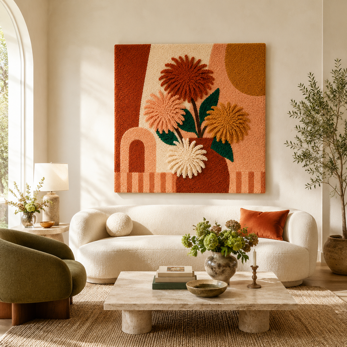 Hewn Earth Chrysanthemum Vase wall art, decorative image featuring a detailed botanical design of chrysanthemums.