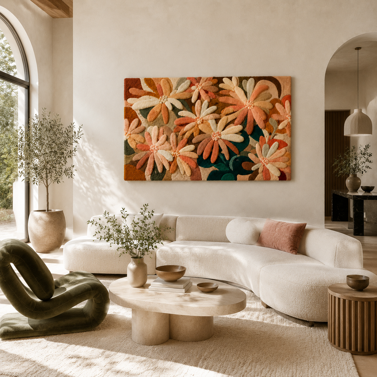Hewn Earth Daisy Field wall art with vibrant floral design, suitable for home decor, showcasing colorful daisy artwork.