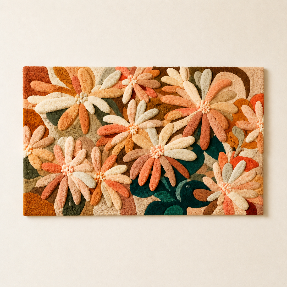 Hewn Earth Daisy Field wall art featuring a vibrant, colorful floral scene for home decor.