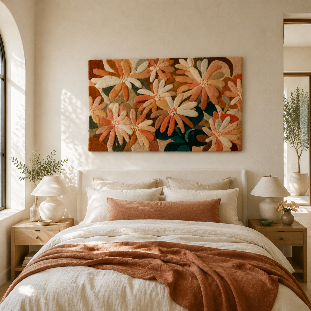 Hewn Earth Daisy Field wall art print featuring vibrant yellow daisies in a natural floral design.
