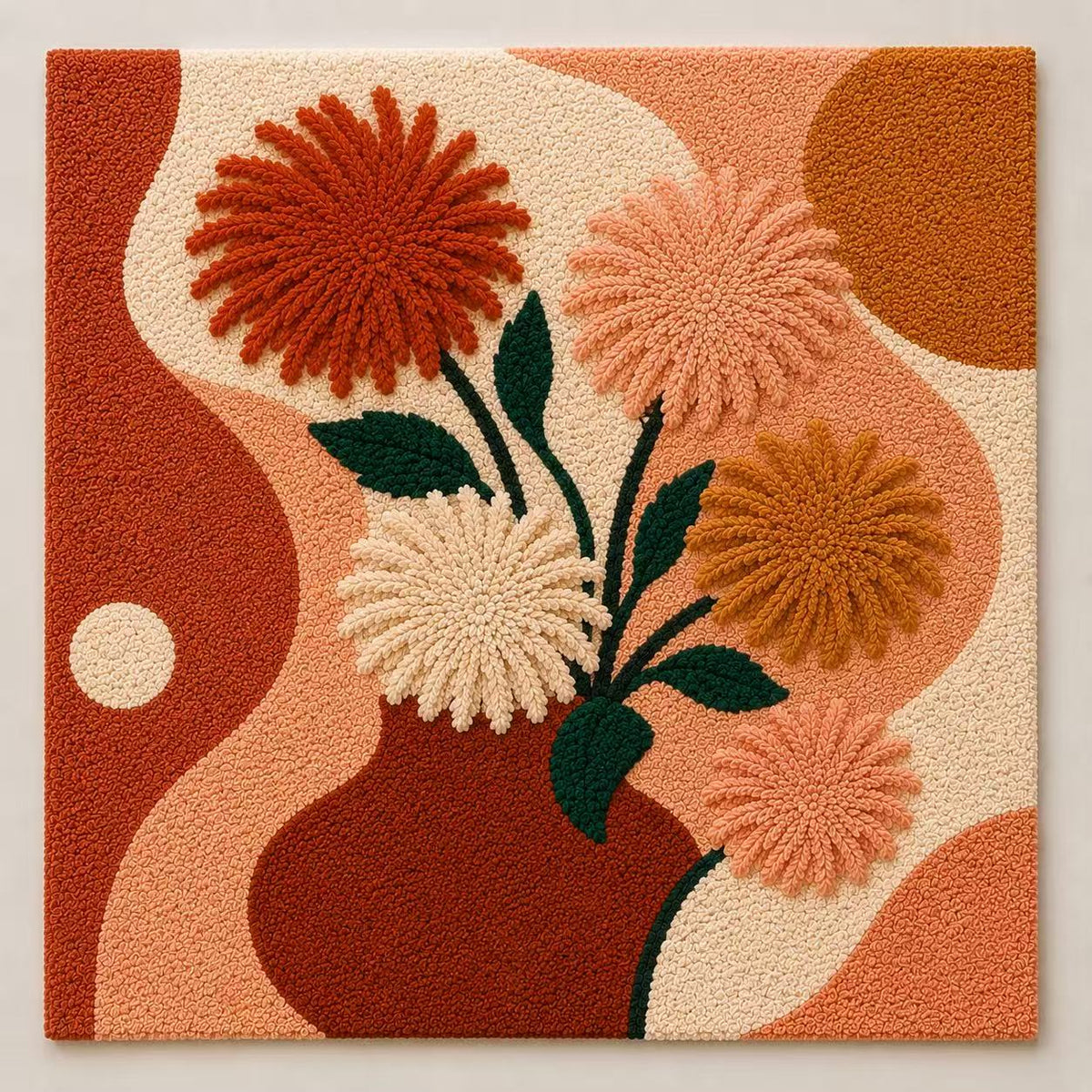 Hewn Earth Chrysanthemum Vase wall art featuring a detailed illustration of a vase with blooming chrysanthemums.
