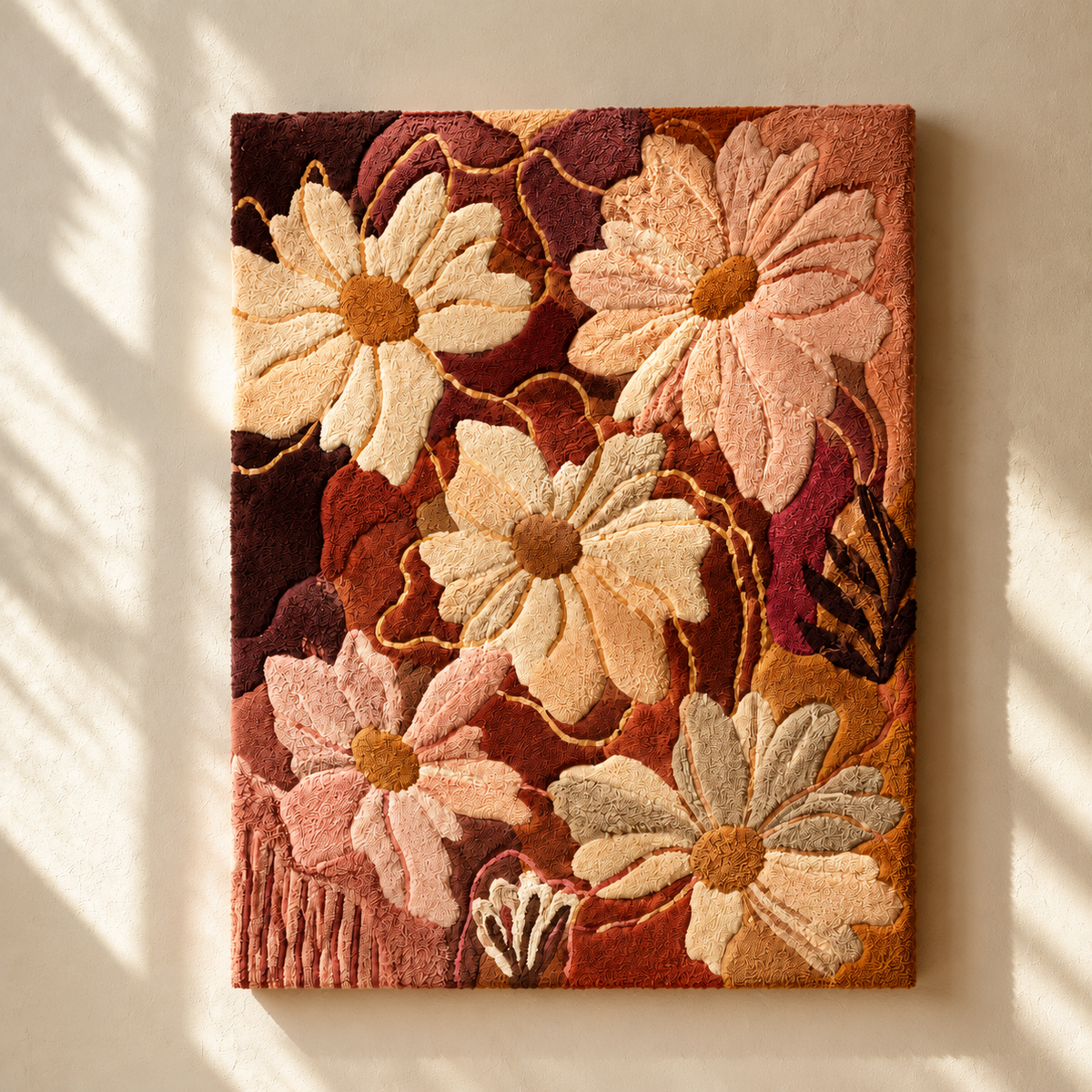 Cream Daisy wall art by Hewn Earth featuring a delicate cream-colored daisy design on a textured background.