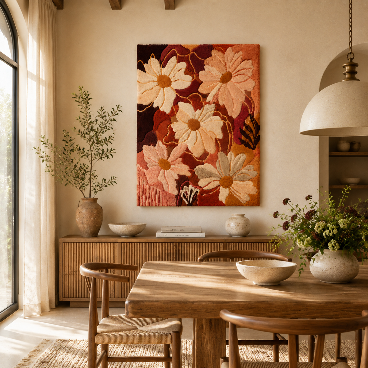 Cream Daisy wall art by Hewn Earth featuring a delicate cream-colored daisy flower illustration on a neutral background.
