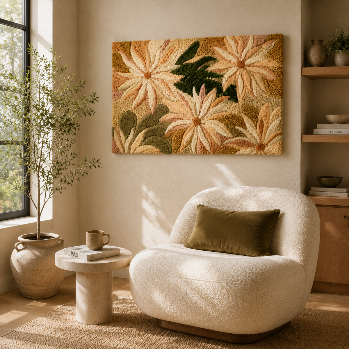Beautiful botanical chrysanthemum wall art by Hewn Earth featuring detailed, vibrant floral illustration on a neutral background.