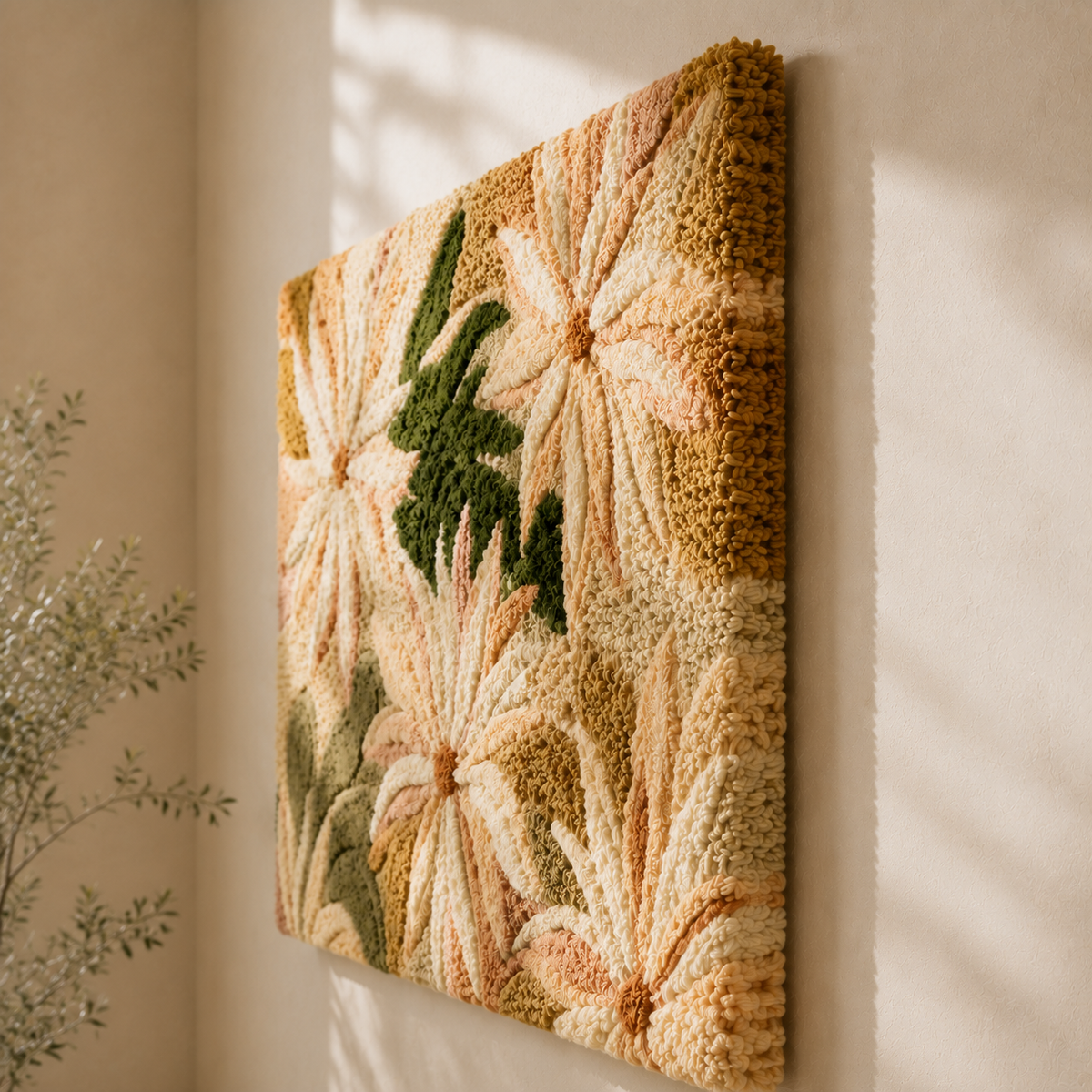 Wall art featuring a botanical chrysanthemum illustration by Hewn Earth, showcasing detailed flower artwork for home decor.