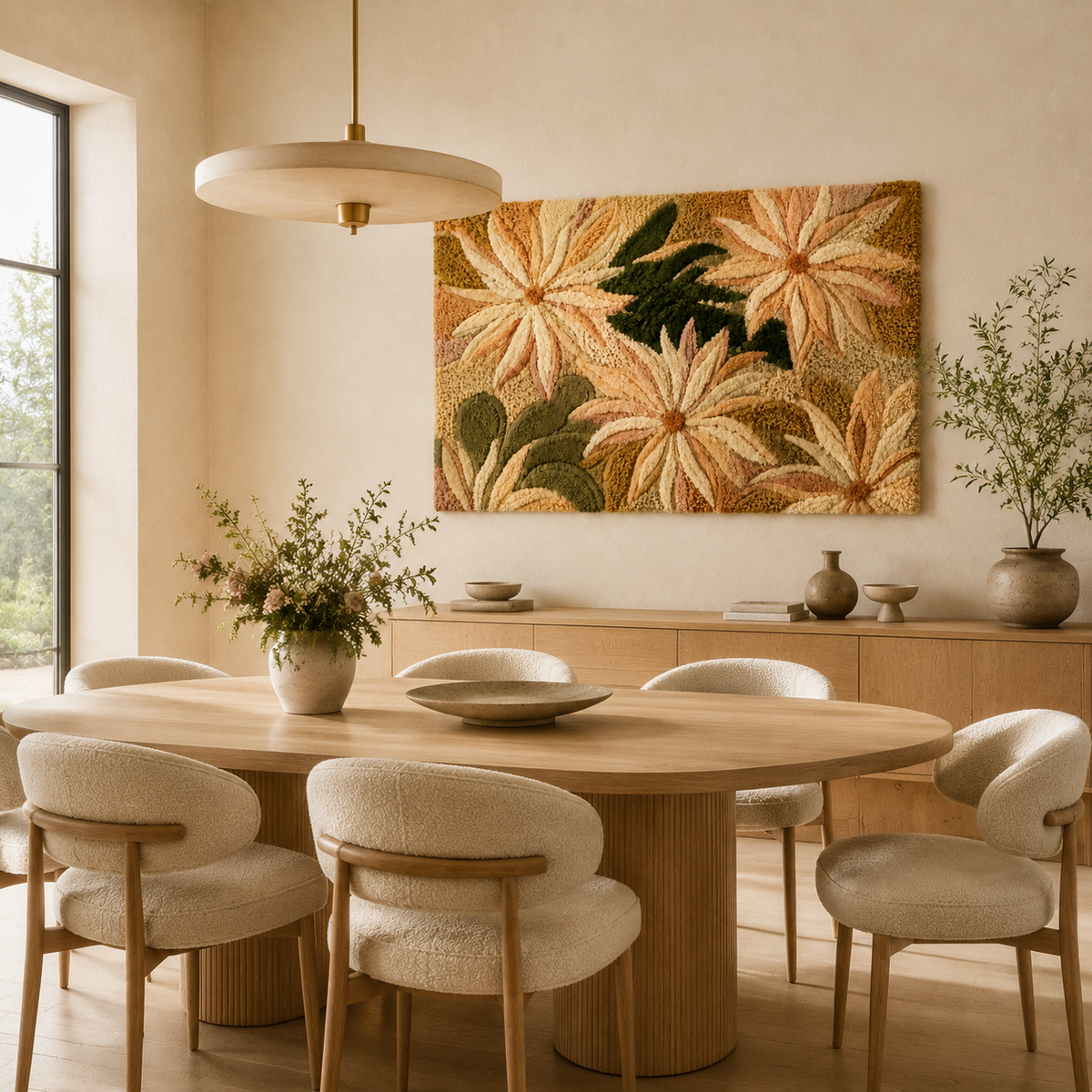 Botanical Chrysanthemum wall art by Hewn Earth, featuring detailed floral illustration in natural tones.