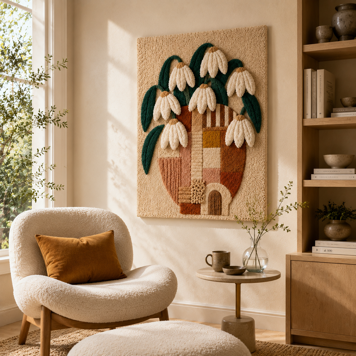 Hewn Earth Snowdrop Bouquet wall art print featuring delicate snowdrop flowers in soft tones, suitable for home decor.