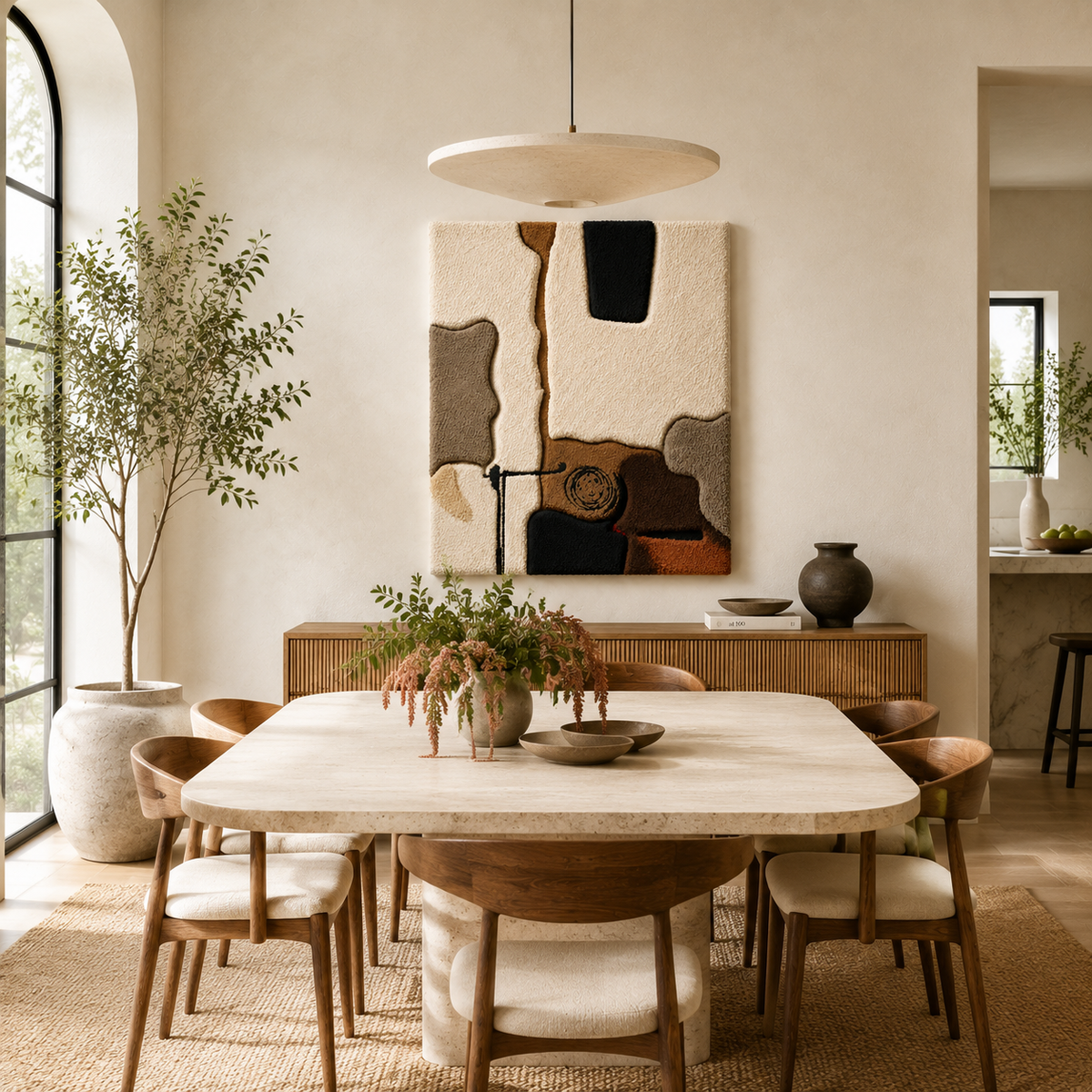 Neutral abstract collage wall art by Hewn Earth featuring a modern, textured design with earthy tones for contemporary interior decor.