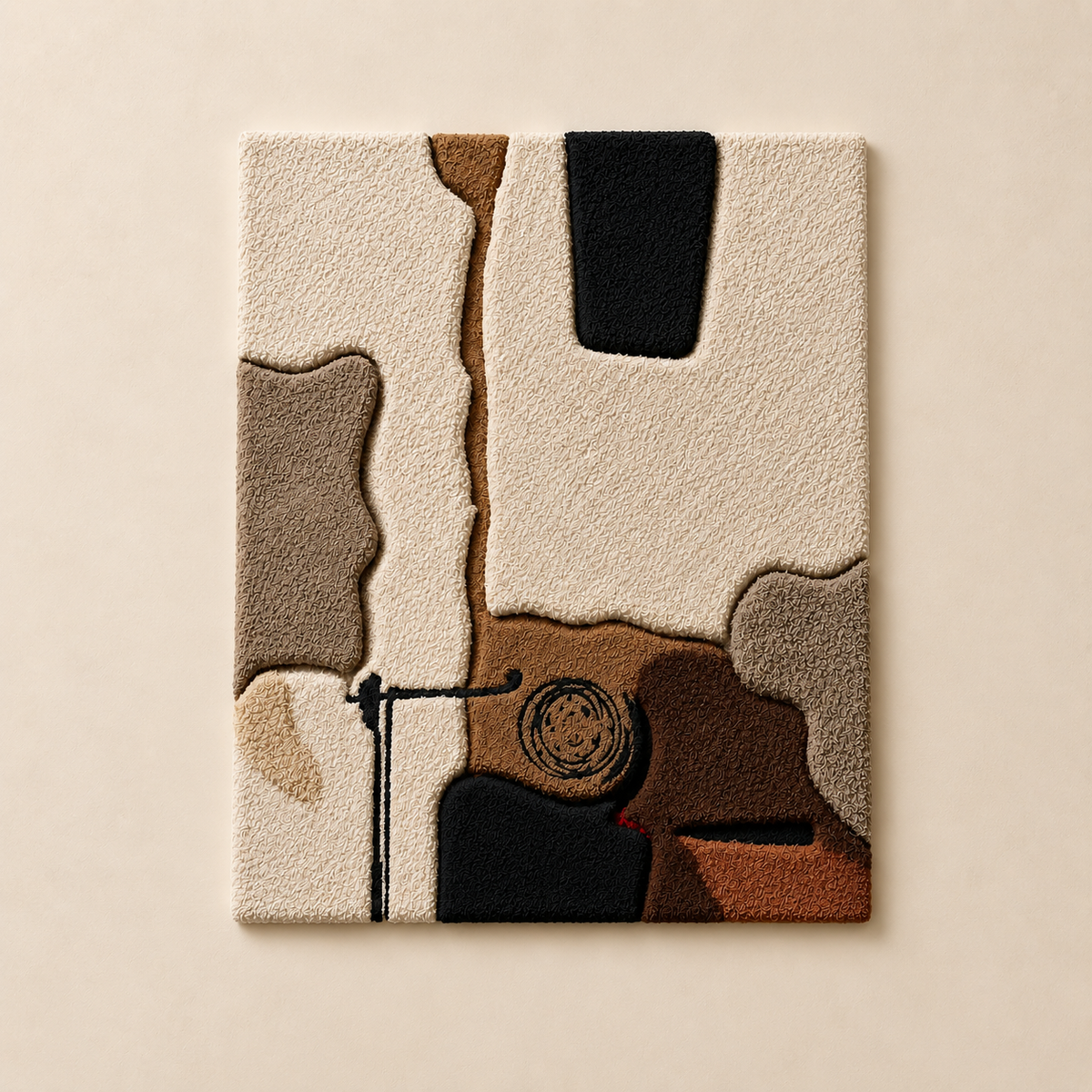 Neutral abstract collage wall art by Hewn Earth featuring a modern, mixed-media design with earthy tones and textured details.