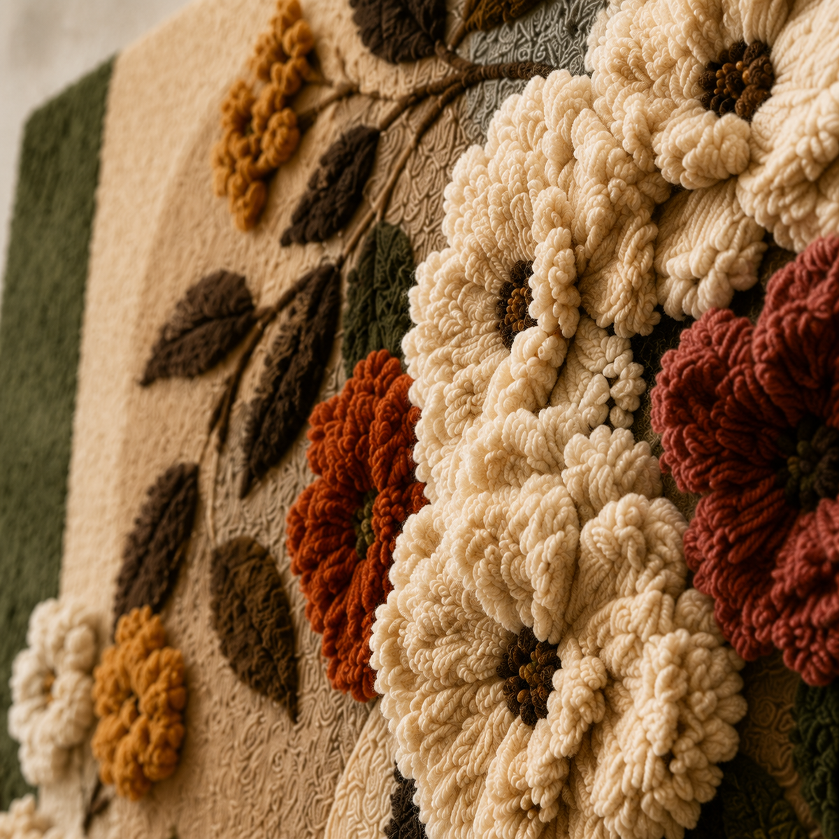 Hewn Earth Boho floral bouquet wall art with colorful painted flowers and greenery on a textured background.