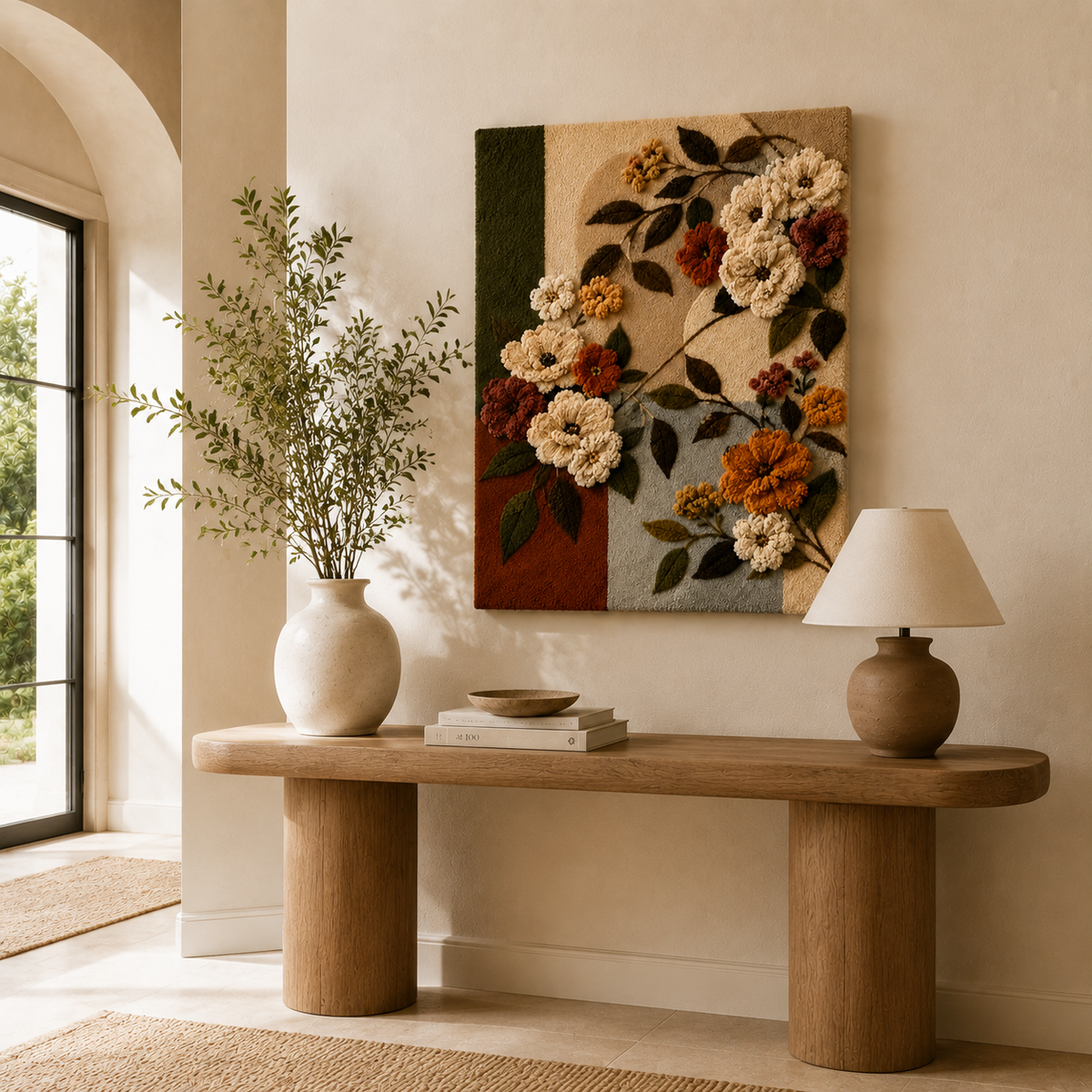 Hewn Earth Boho floral bouquet wall art featuring vibrant, colorful flowers in a natural, artistic arrangement.